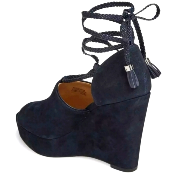 Michael Kors Hastings Navy Suede Platform Wedges - Picture 6 of 12